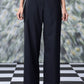Stylera loose fit black pants for women high waist wide leg trousers on model