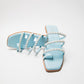 Stylera blue pearl strap sandals flats with square toe and decorative pearl straps