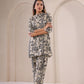Stylera stylish co-ord outfit for women featuring abstract line art in beige and black