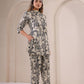 Stylish co-ord outfit for women featuring a unique face print and elegant design by Stylera