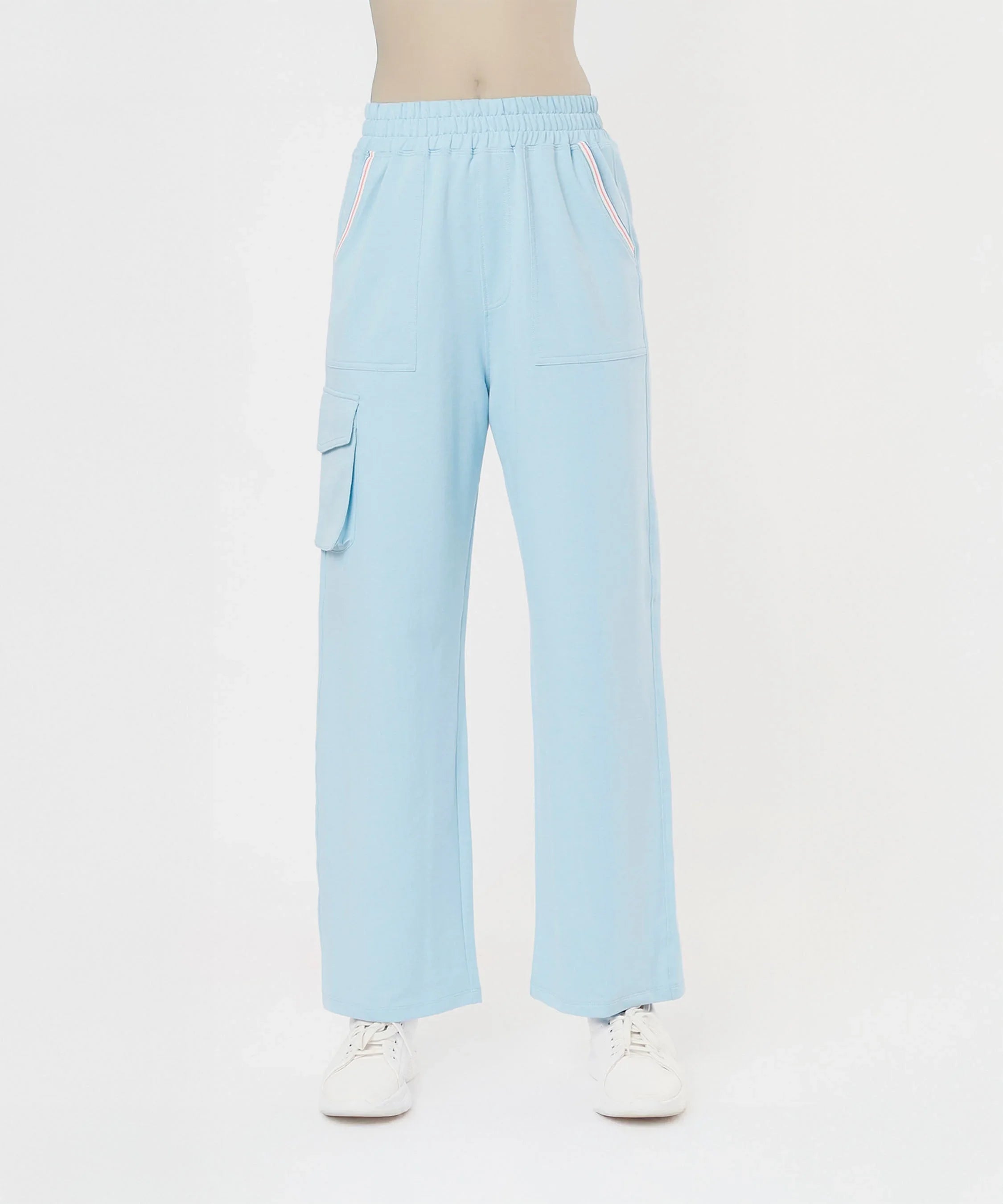 Light blue cargo pants with side pockets, part of stylish co ord sets for women by Stylera