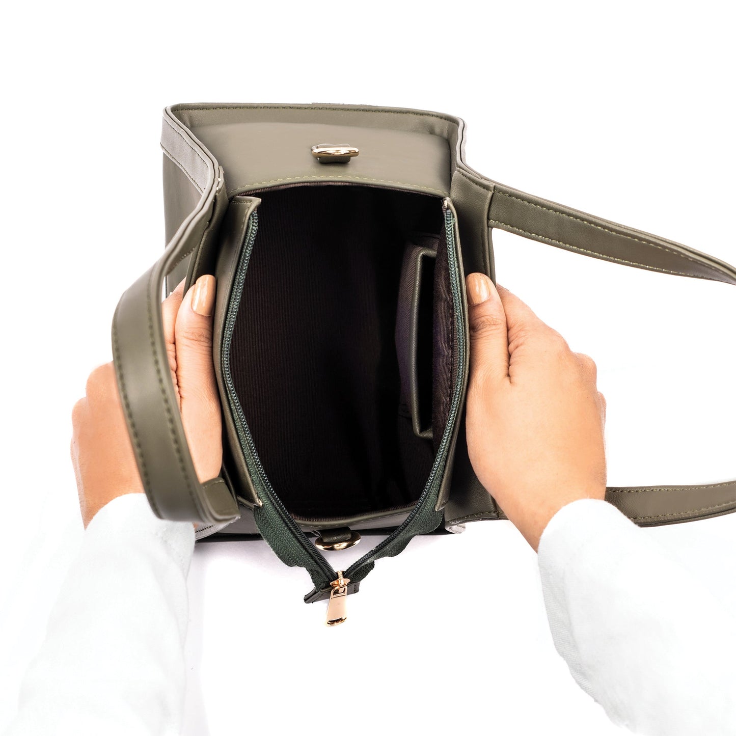 Stylish compact handbags for women featuring a spacious interior with a sleek design