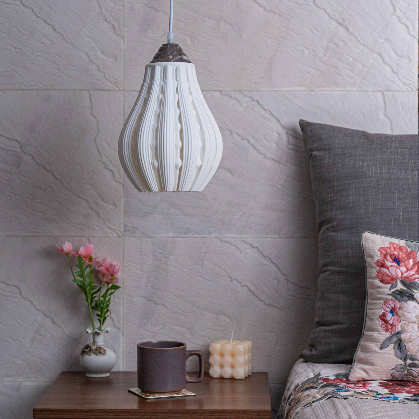 Sozori stylish decorative hanging lamp with a unique design, illuminating a cozy living space