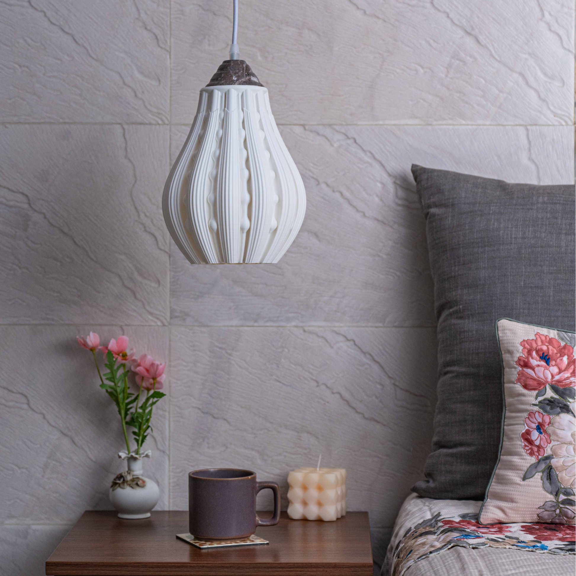 Sozori stylish decorative hanging lamp with a unique design, illuminating a cozy living space