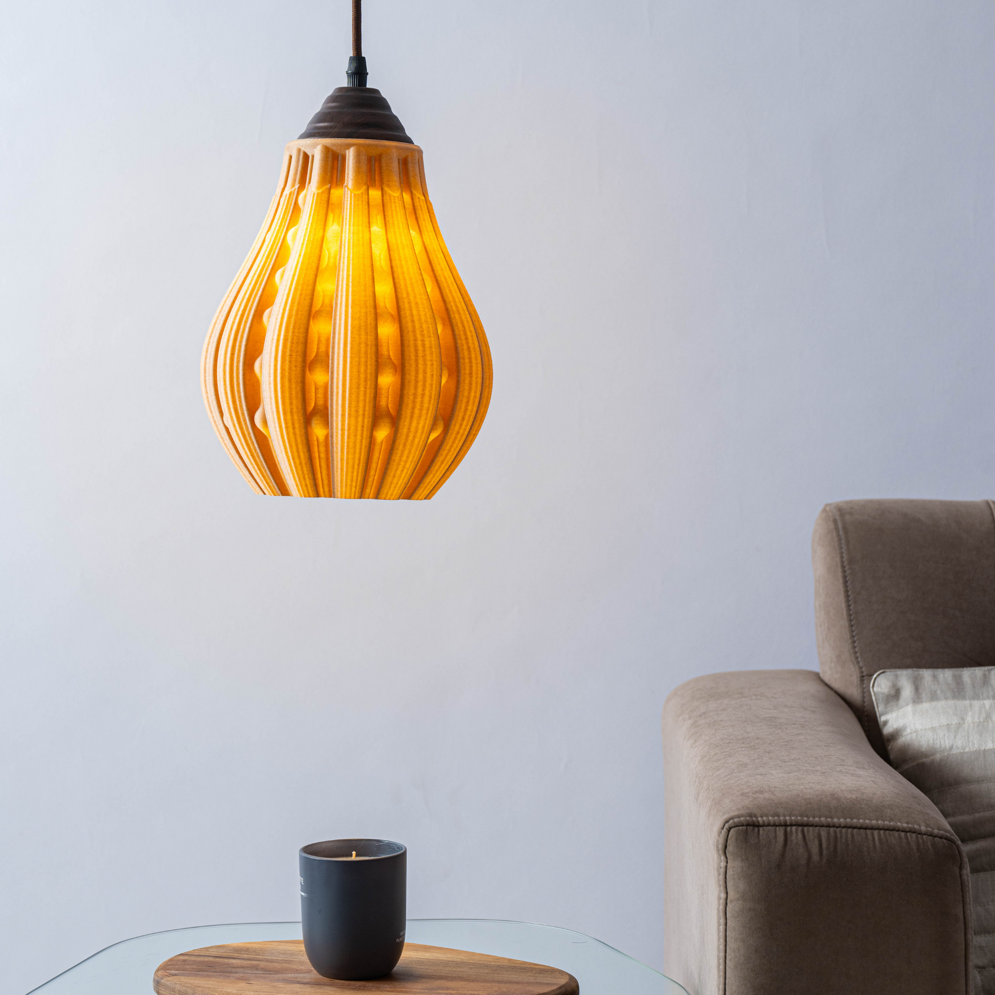 Sozori stylish decorative hanging lamp with a unique design illuminating a modern living space