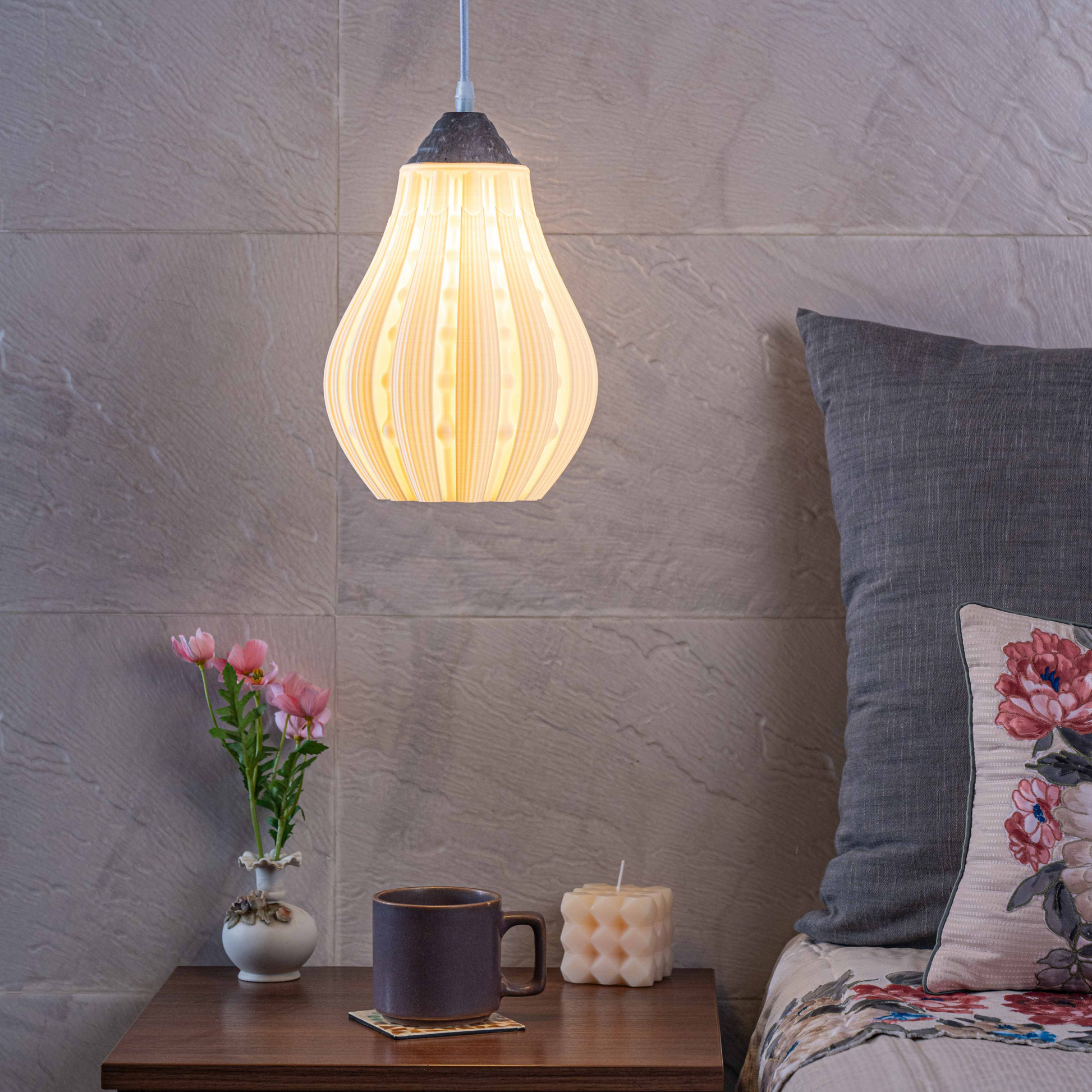Sozori stylish decorative hanging lamp with a unique design illuminating a cozy interior space