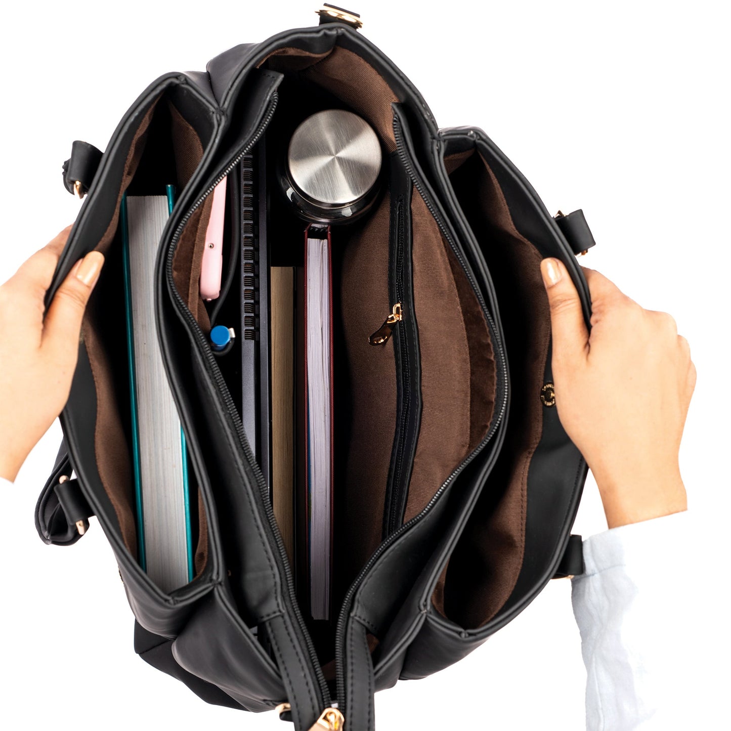 Aspire tote bag from Stylera, a stylish everyday carryall bag with multiple compartments for organization