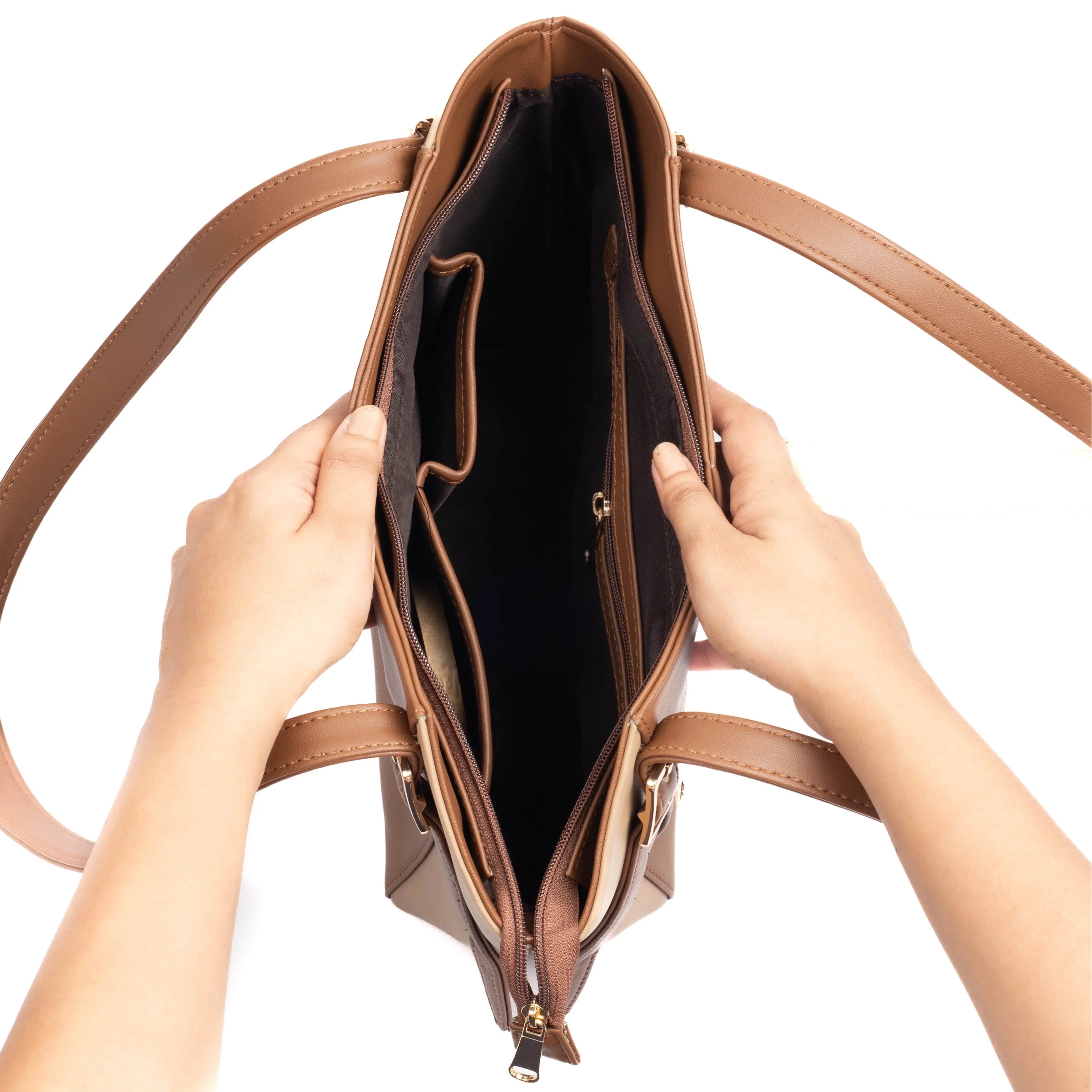 Elara Tote Bag interior with ample space, perfect for a stylish large everyday tote