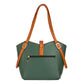 Elara Tote Bag in green and brown, a stylish leather tote for women with spacious design and zip pocket.