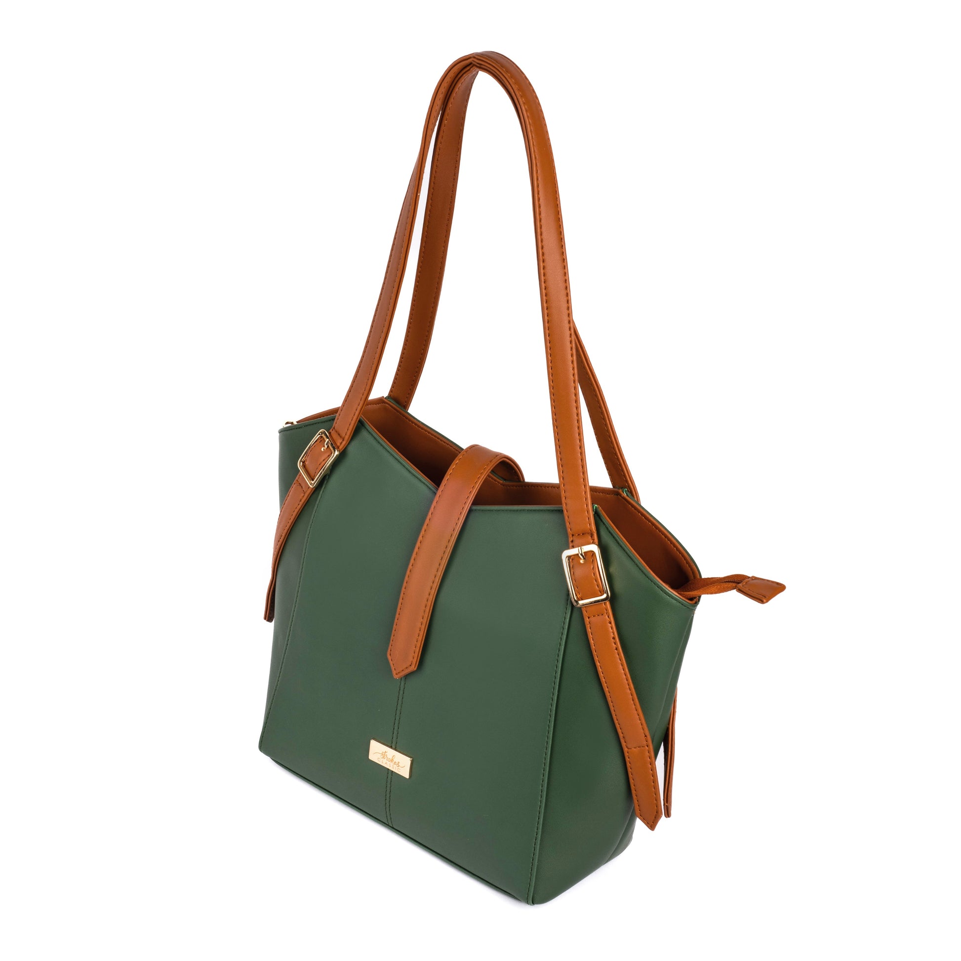 Elara Tote Bag in Green and Brown, a stylish leather tote for women, perfect for everyday use
