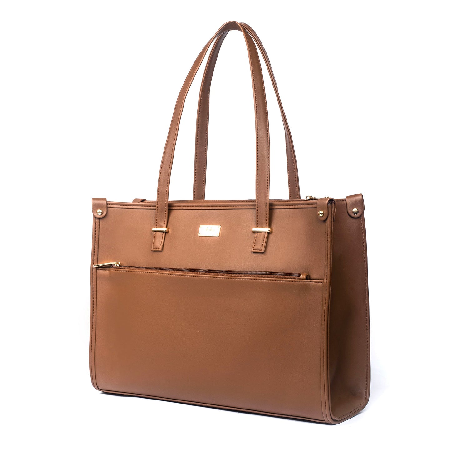 Stylish office tote bag in brown with multiple compartments and elegant design by Stylera