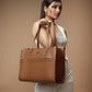 Stylish office tote bag in brown, perfect for professional outfits and everyday use