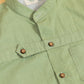 Stylish olive button up shirt with wooden buttons and a modern collar design from Stylera