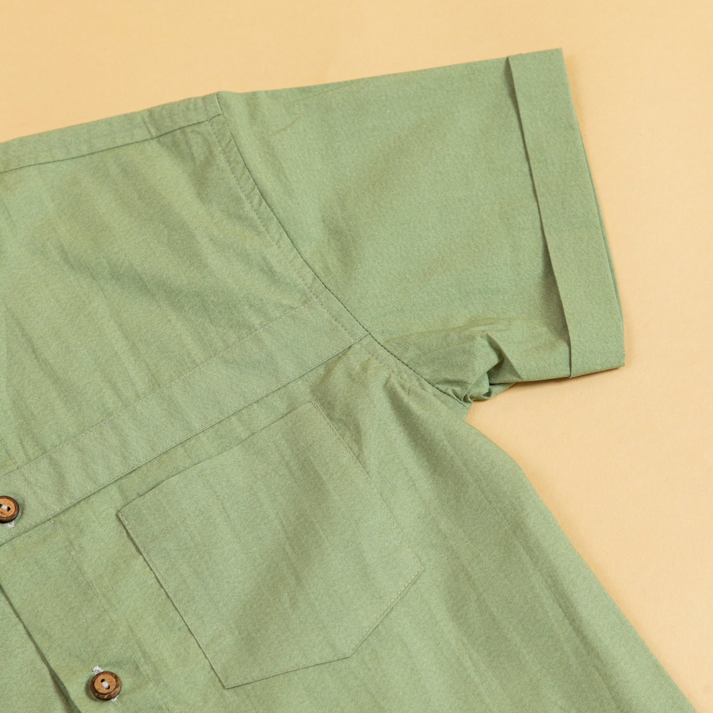 Stylish olive button up shirt from Stylera featuring short sleeves and a chest pocket