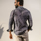 Stylish paisley print shirt for men in black and gray with a relaxed fit and long sleeves