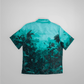 Stylera teal tropical back view stylish short sleeve resort shirt with jungle print ideal for beach vacations