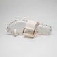 Stylera stylish summer slip on flats in white with gold studs and decorative buckle