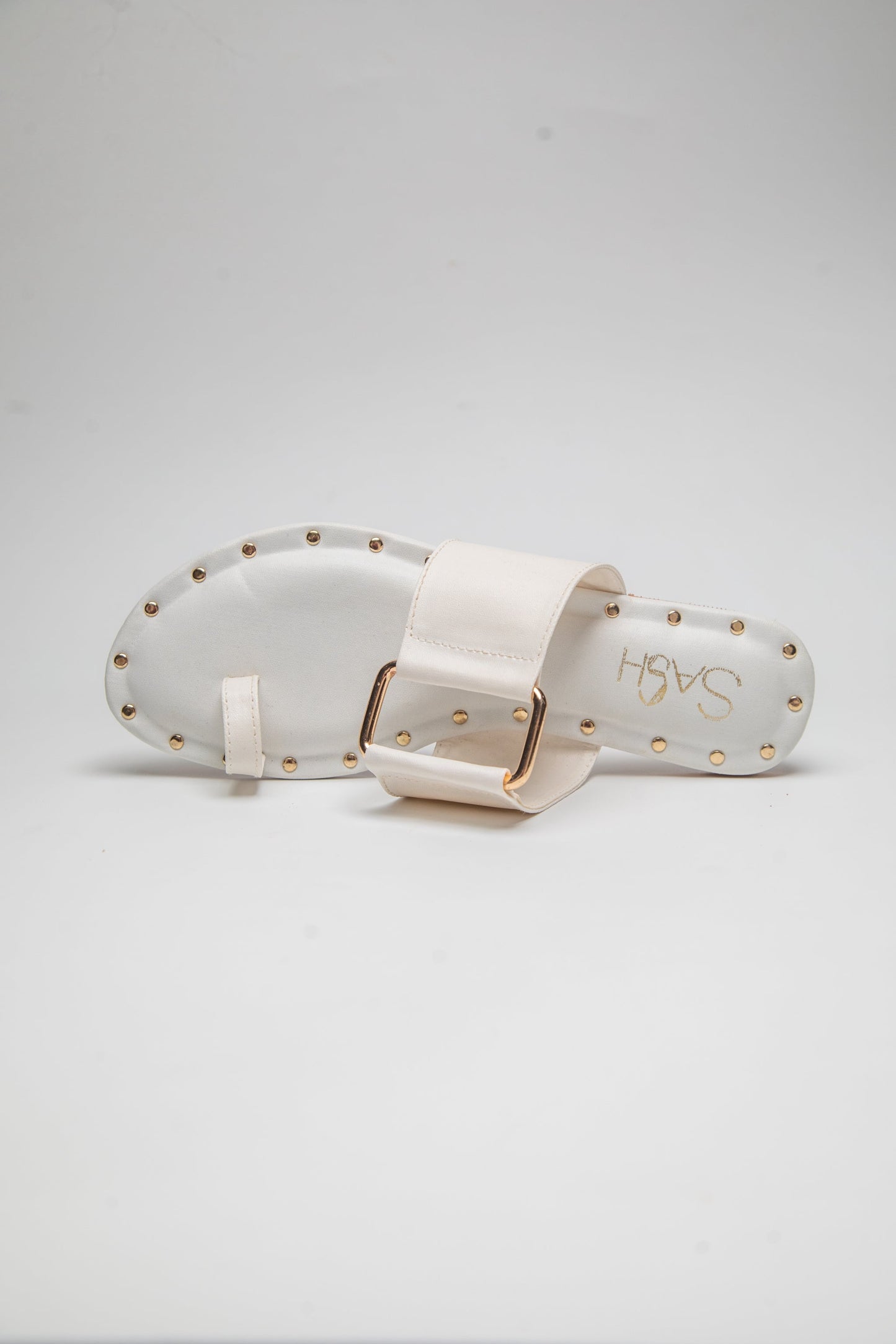 Stylera stylish summer slip on flats in white with gold studs and decorative buckle