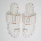 Stylera stylish summer slip on flats in white with gold studs and buckle detail