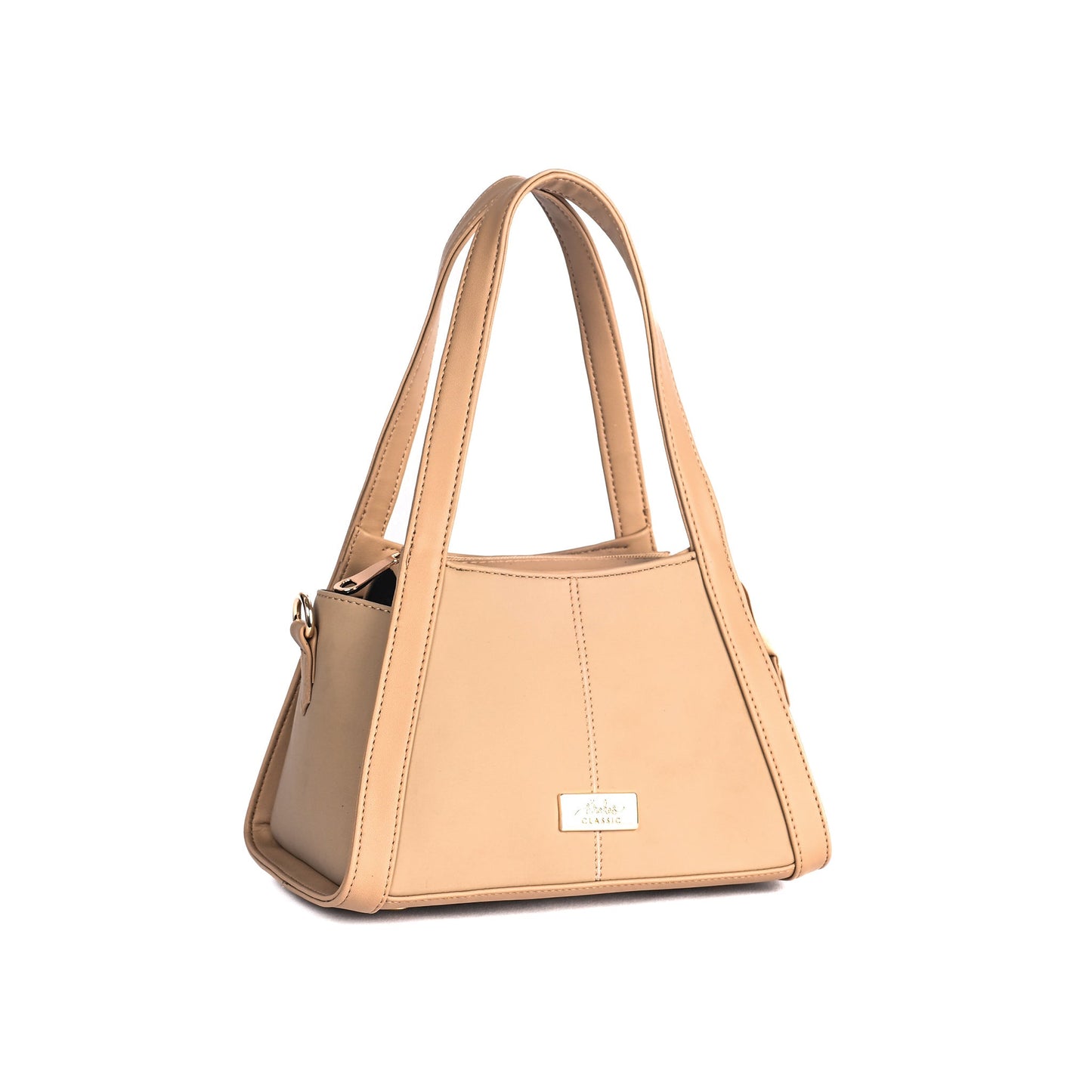 Stylish taupe shoulder bag from Stylera with dual handles and sleek design