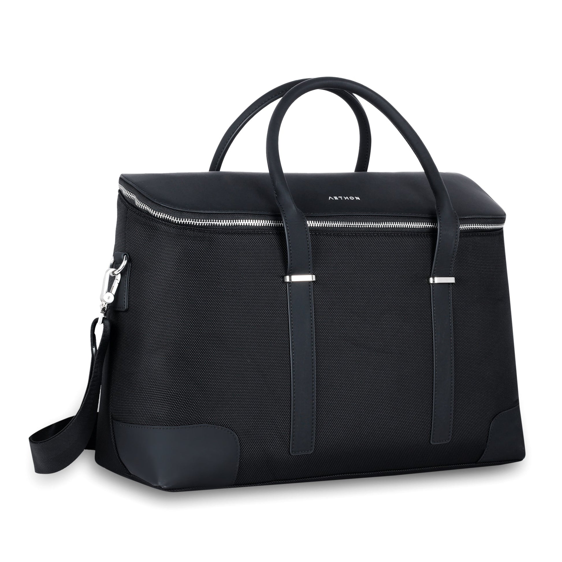 Stylera black carry on with top zipper and shoulder strap stylish travel duffle bag for weekend trips