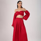 Stylish trendy matching sets for women featuring a red crop top and wide-leg pants