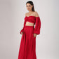 Red Stylera stylish trendy matching sets for women featuring a crop top and wide-leg pants