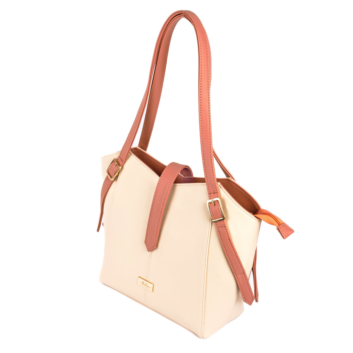 Elara Tote Bag in Cream and Coral, a stylish women's tote bag for everyday use