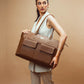 Stylera oversized tote bag, stylish work tote for laptops in chic brown finish
