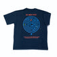Navy blue oversized t-shirt featuring a maze design and The Maru Effect graphic on the back
