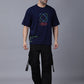 Stylstpls navy blue oversized t-shirt featuring a colorful graphic design and relaxed fit