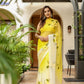 Elegant sunflower saree for women in yellow with floral embroidery for festive occasions