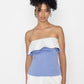 Stylera Swan lake inspired fashion top strapless blue with white ruffle detail