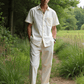 Men’s White Linen Co-ords set Breathable & Stylish Two-Piece Outfit - Adam Spirit