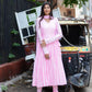 Taffy pink anarkali suit set with long sleeves and stylish detailing for festive occasions