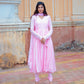Taffy pink anarkali suit set with long sleeves and pleated skirt for elegant occasions