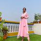 Taffy pink anarkali suit set featuring a flowing design and elegant styling for festive occasions