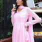 Taffy pink anarkali suit set with elegant design and long sleeves, perfect for festive occasions