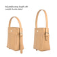 Taupe bucket bag for women with adjustable strap and metallic buckle detail