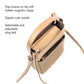 Taupe bucket bag for women with flap closure and zipped outer pockets for added convenience