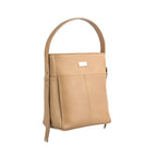 Stylish taupe bucket bag for women with a sleek design and adjustable strap by Stylera 