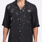 Trendy black men's fashion shirt with patterned design and short sleeves for stylish casual wear