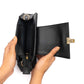Stylera trendy black shoulder bag for women with a stylish interior and gold accents