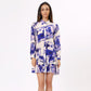 Stylera trendy blue casual dress for women with long sleeves and a stylish print