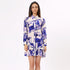 Stylera trendy blue casual dress for women with long sleeves and a stylish print