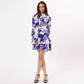 Stylera trendy blue casual dress for women with ruffled hem and stylish long sleeves