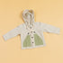 Stylera trendy boys hooded shirt in white grid pattern with green pockets and drawstring hood
