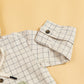 Beige Stylera trendy boys hooded shirt with checkered pattern and buttoned cuffs