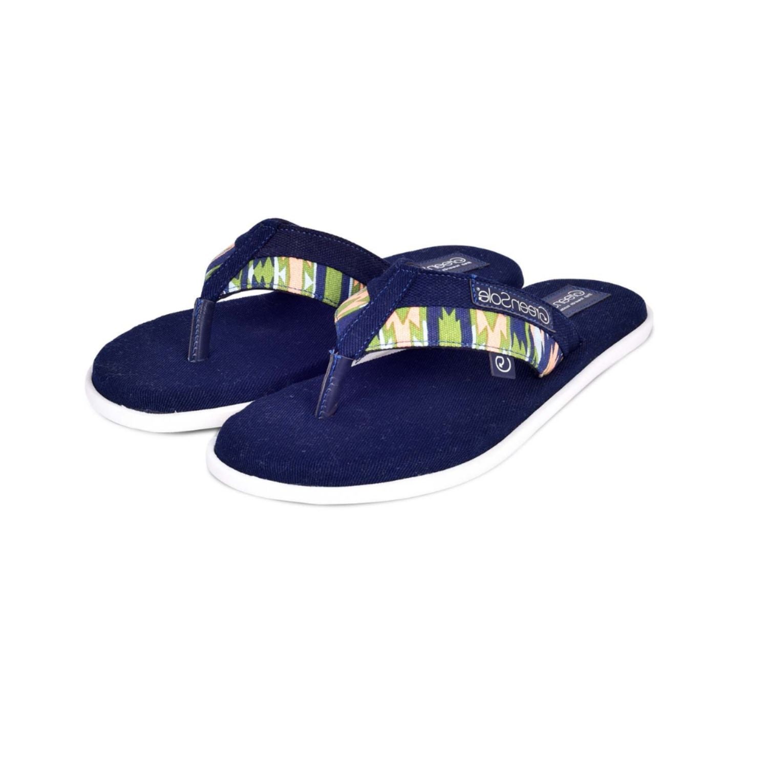 Navy Blue Trendy Casual Men's Footwear Flip-Flops with Colorful Straps for Comfort and Style