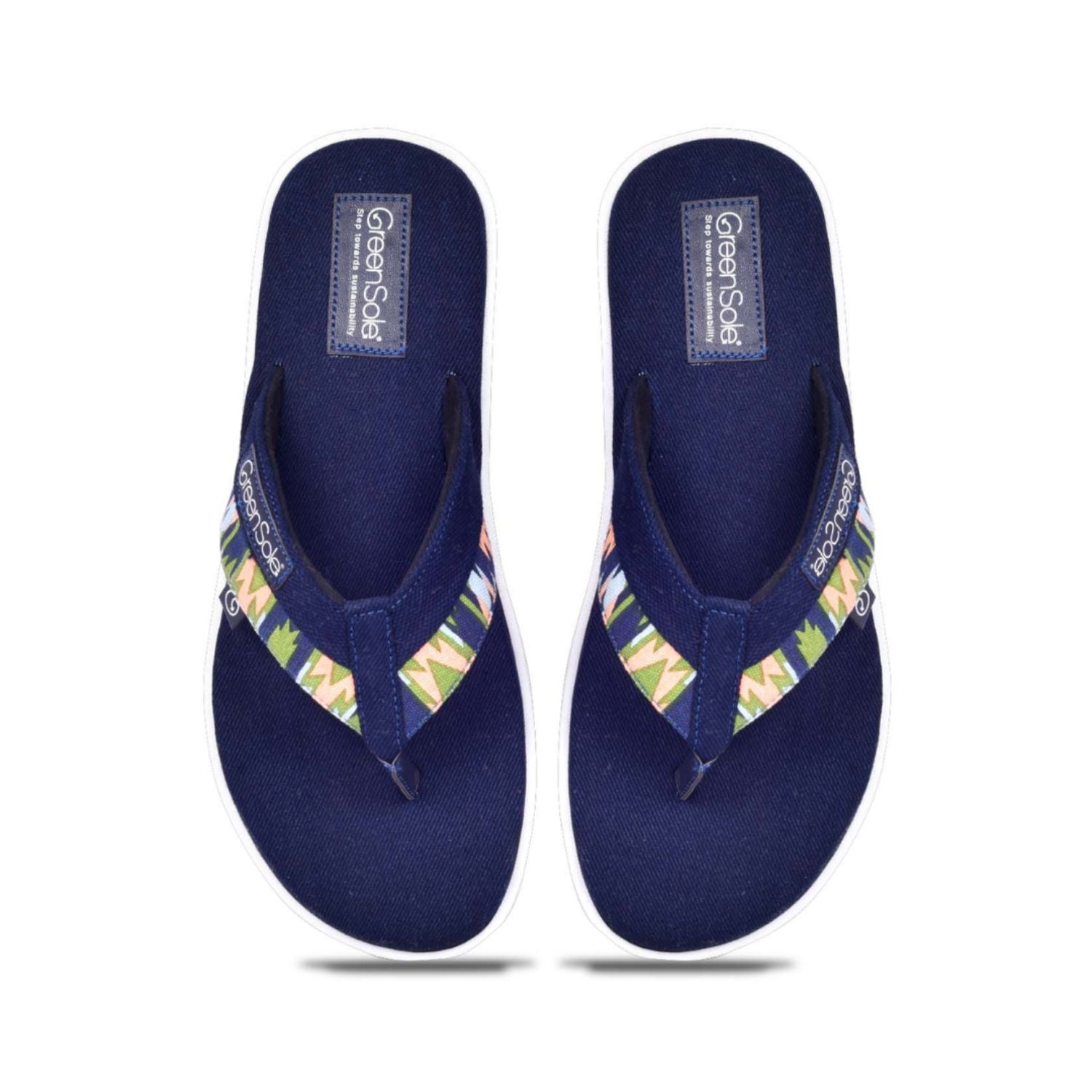 Navy flip-flops from Stylera featuring a colorful strap, perfect trendy casual men's footwear